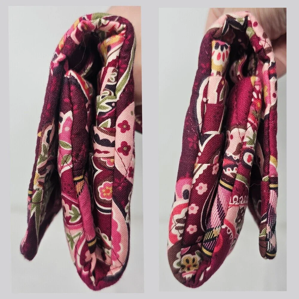 Retired Vera Bradley Piccadilly Plum Trifold Paisley Quilted Canvas Wallet